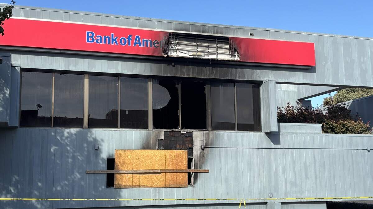 The aftermath of the fire at the Bank of America in Fresno, 5708 E. Kings Canyon Road, on Friday, Sept. 25, 2026.